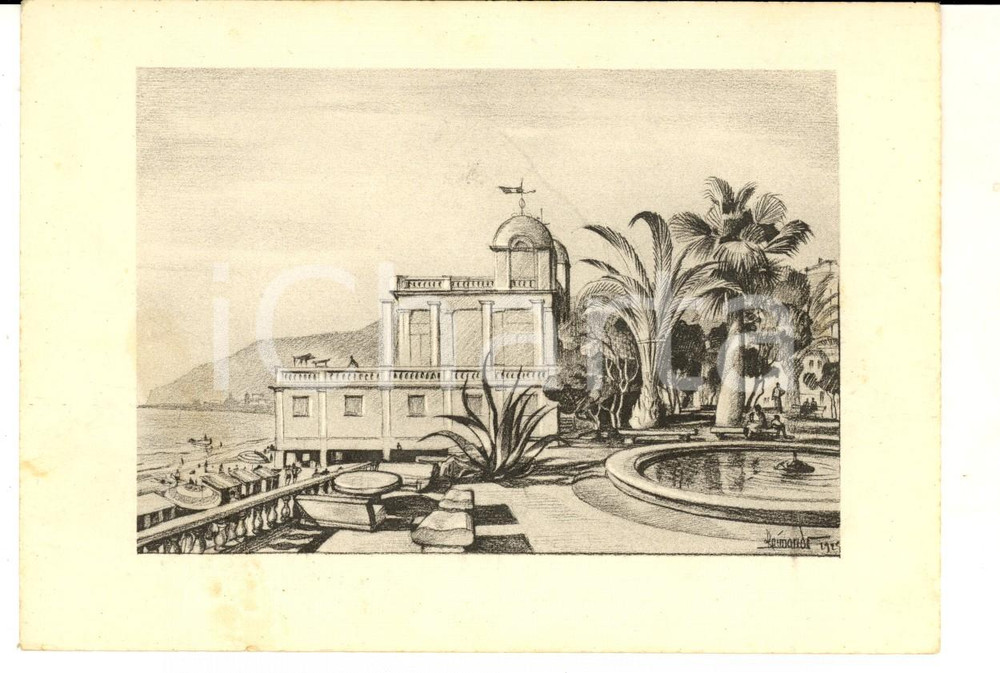Cartolina originale da collezione 1940 ca PIETRA LIGURE SV Stabilimento balneare FLORA Cartolina ill. RAIMONDO 1