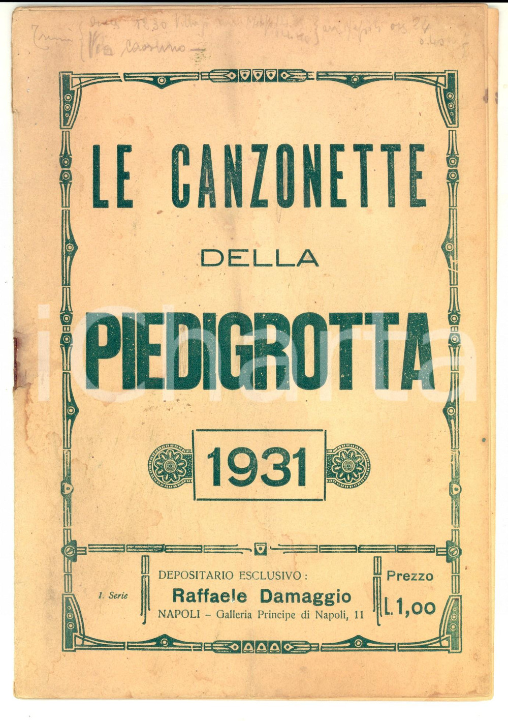Oggetto da collezione cartaceo 1931 NAPOLI Le canzonette della PIEDIGROTTA Testi 36 pp. ed. PRIMOS 1