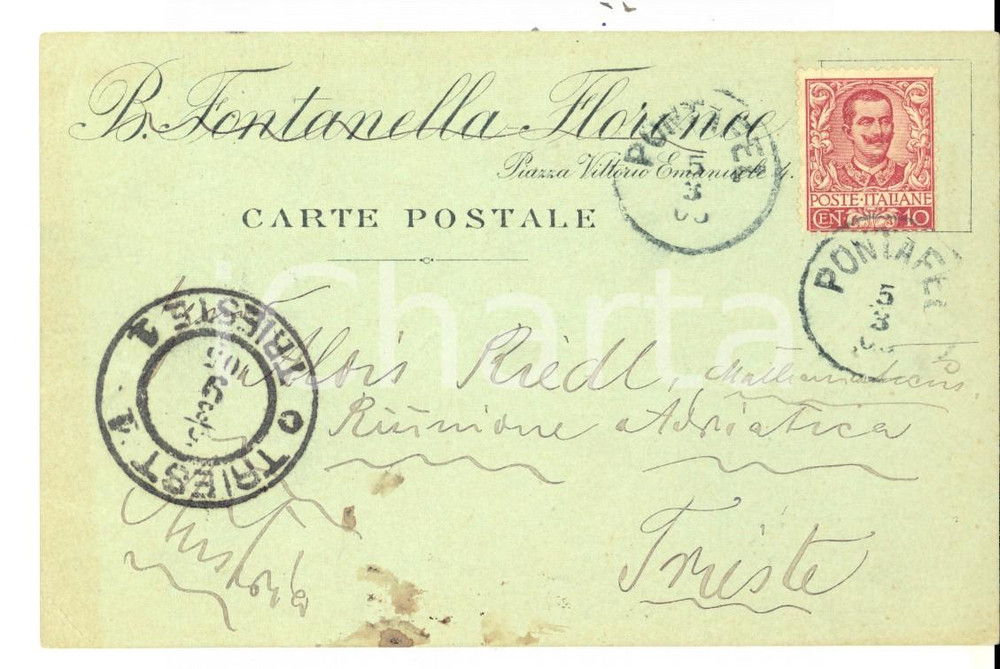Cartolina originale da collezione 1905 FIRENZE B. FONTANELLA   Cartolina postale intestata FP VG 1