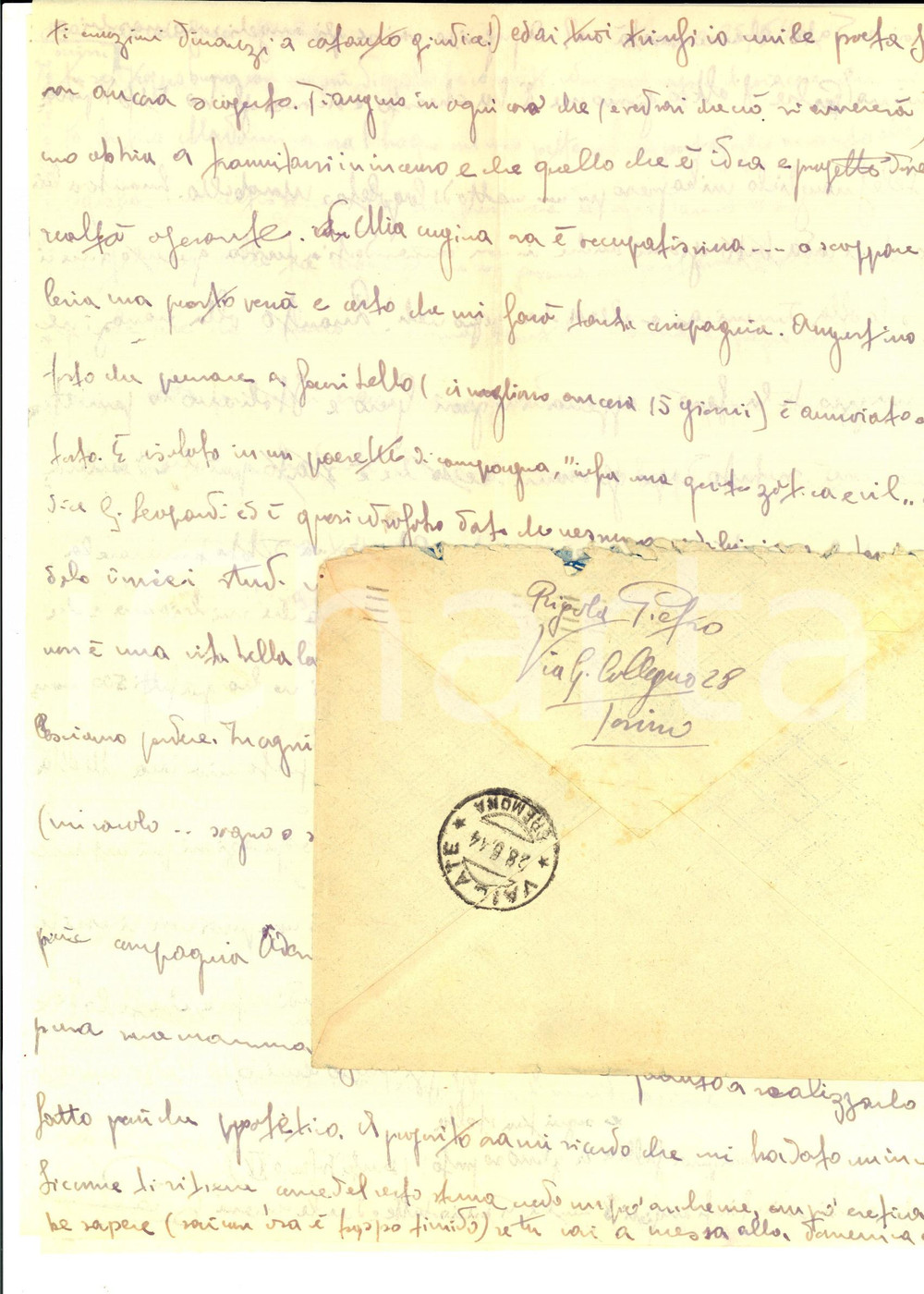 Autografo originale 1944 TORINO Pietro RIGOLA festeggia per l esame di glottologia Autografo 1