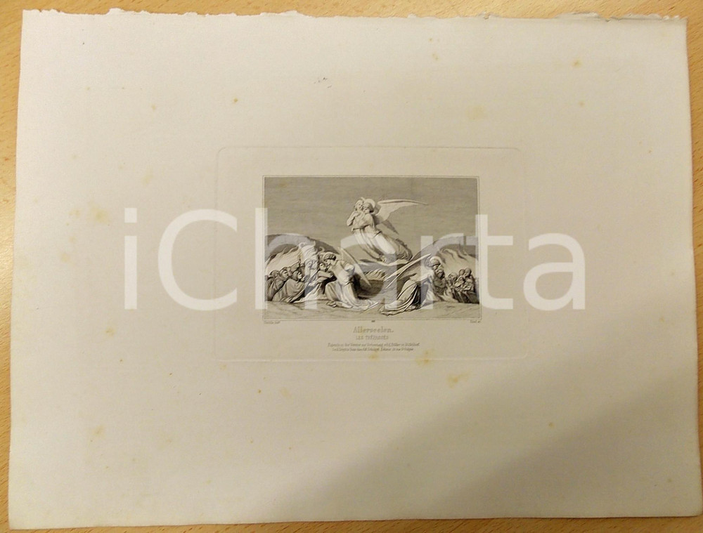 Stampa, bozzetto originale 1880 ca ARTE SACRA Allerseelen  I trapassati Stampa inc. EITEL 37x28 cm 1