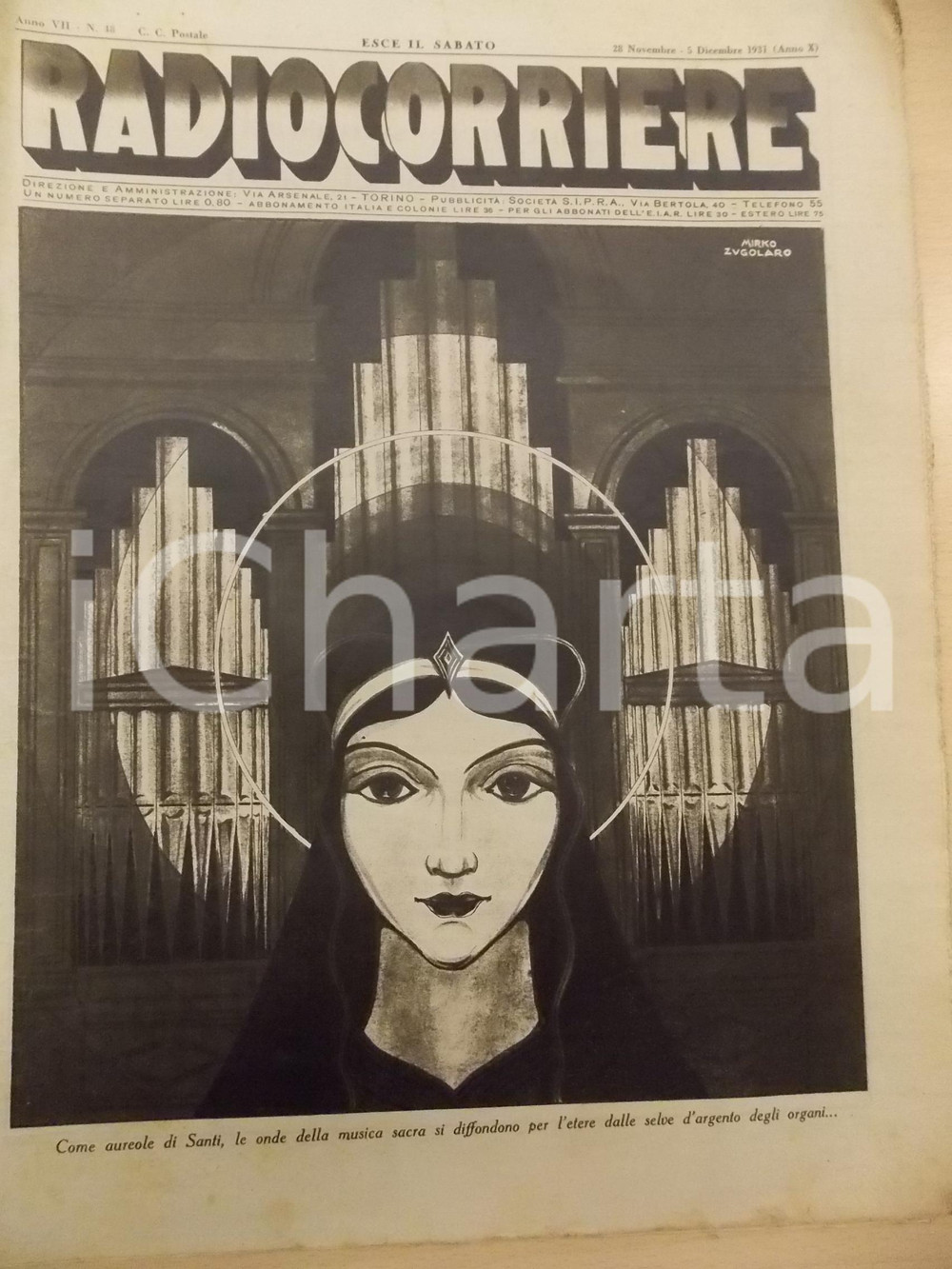 Giornale, rivista storica 1931 RADIOCORRIERE Esperimento MARCONI su onde ultracorte Rivista anno VII n°48 1