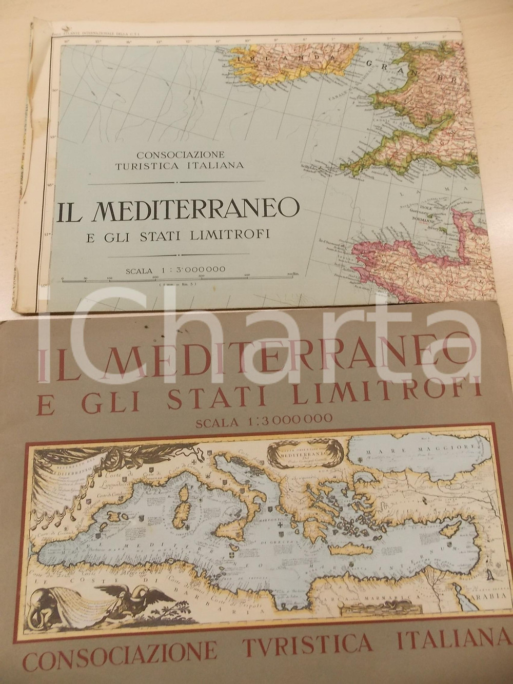 Mappa, planimetria storica 1945 ca CONSOCIAZIONE TURISTICA ITALIANA Mediterraneo e Stati limitrofi Mappa 1