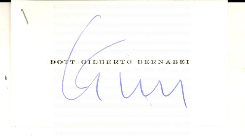 Autografo originale 1970 ca ROMA Biglietto da visita di Gilberto BERNABEI AUTOGRAFO 1