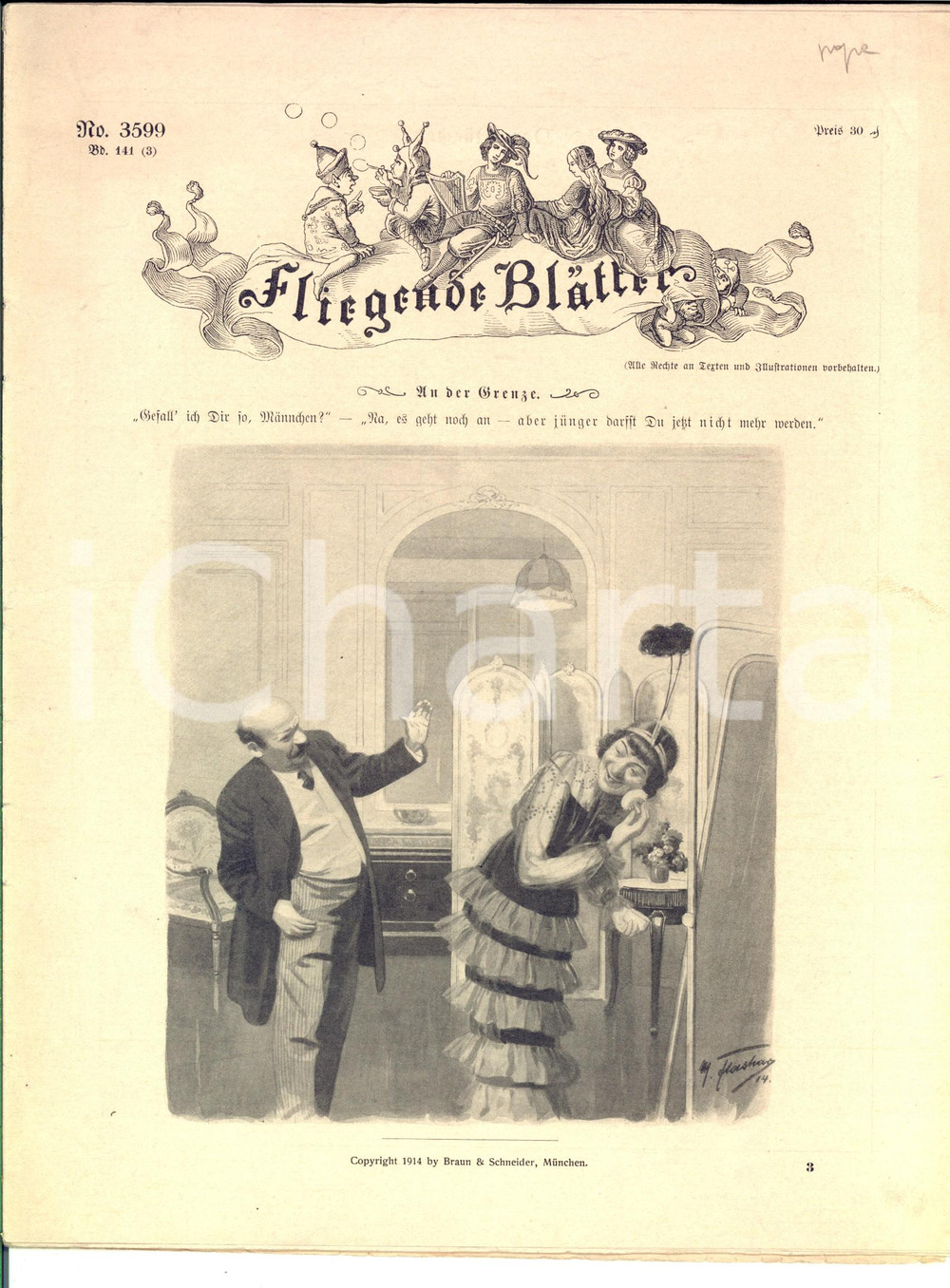 Giornale, rivista storica 1914 MONACO Rivista FLIEGENDE BLATTER  ILLUSTRATA nÂ° 3599 1