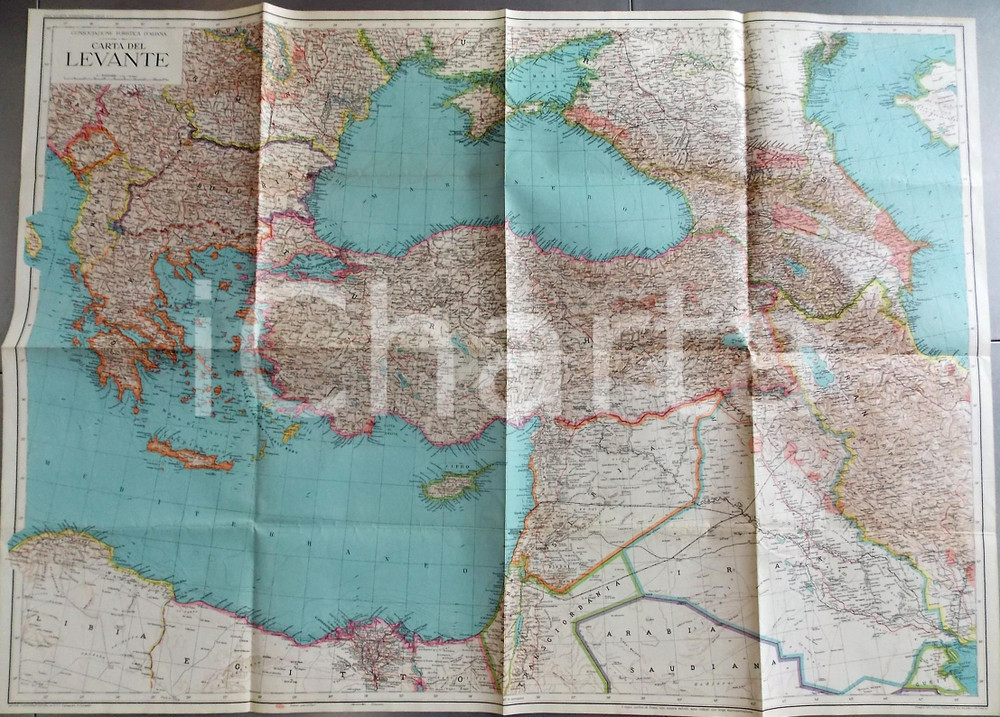 Mappa, planimetria storica 1942 CONSOCIAZIONE TURISTICA ITALIANA Carta del Levante  Europa e Medio Oriente 1