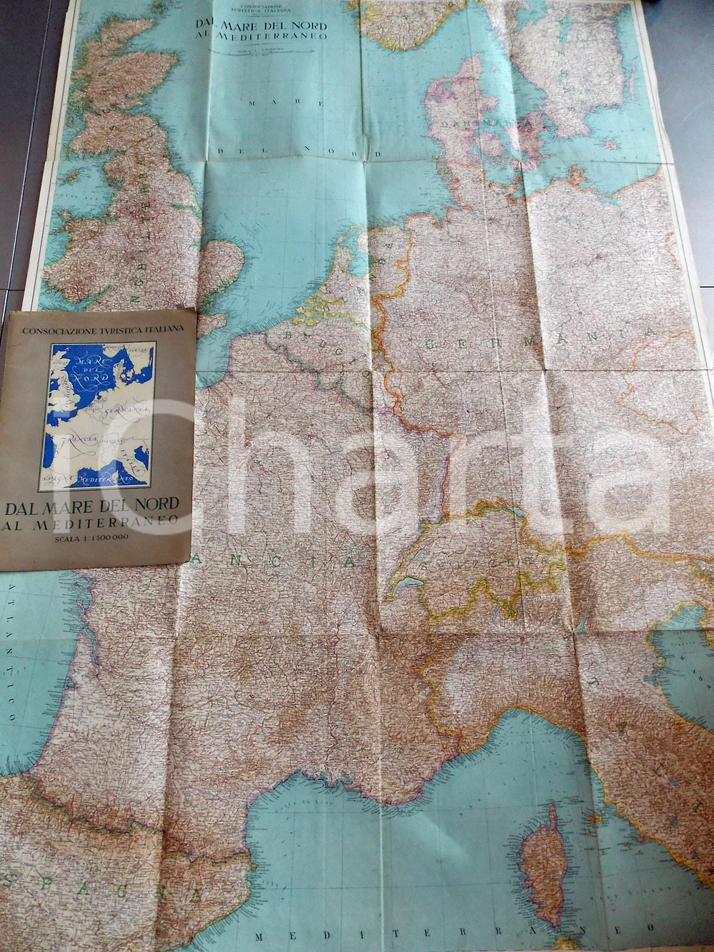 Mappa, planimetria storica 1939 CONSOCIAZIONE TURISTICA ITALIANA Mappa dal MARE DEL NORD al MEDITERRANEO 1
