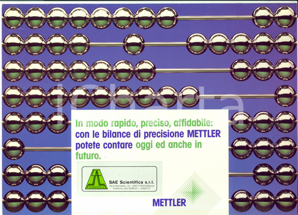 Materiale pubblicitario d’epoca 1980 ca MILANO Bilance di precisione METTLER SM  Pieghevole  ILLUSTRATO 1