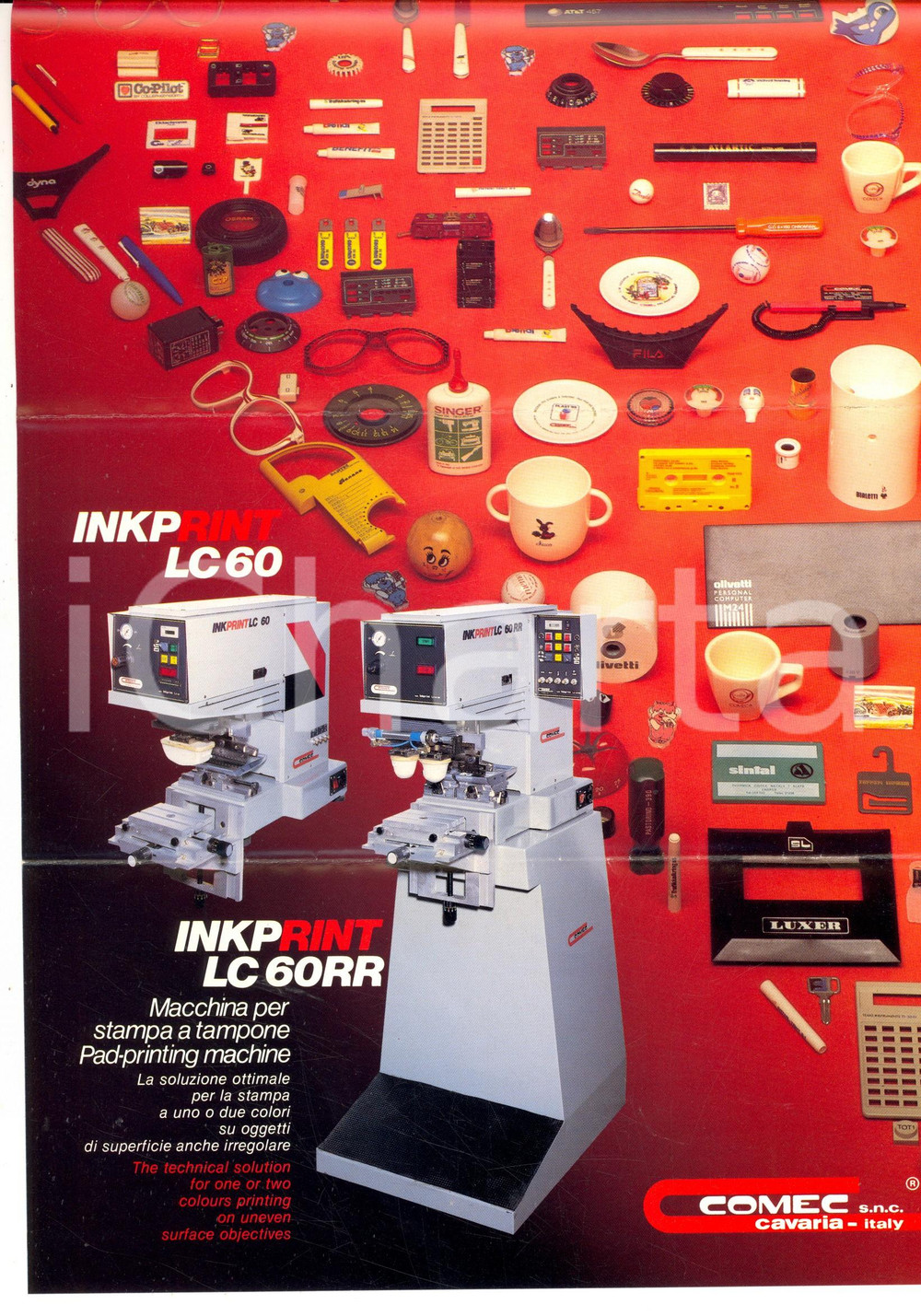 Materiale pubblicitario d’epoca 1970 ca CAVARIA VA Ditta COMEC  Macchina per stampa INKPRINT LC 60 Volantino 1