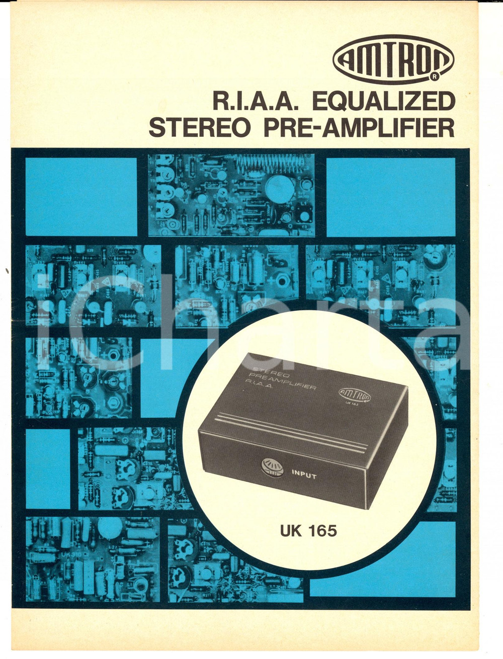 Materiale pubblicitario d’epoca 1970 ca MILANO R.I.A.A. Stereo preamplifier AMTRON Catalogo English UK 165 1