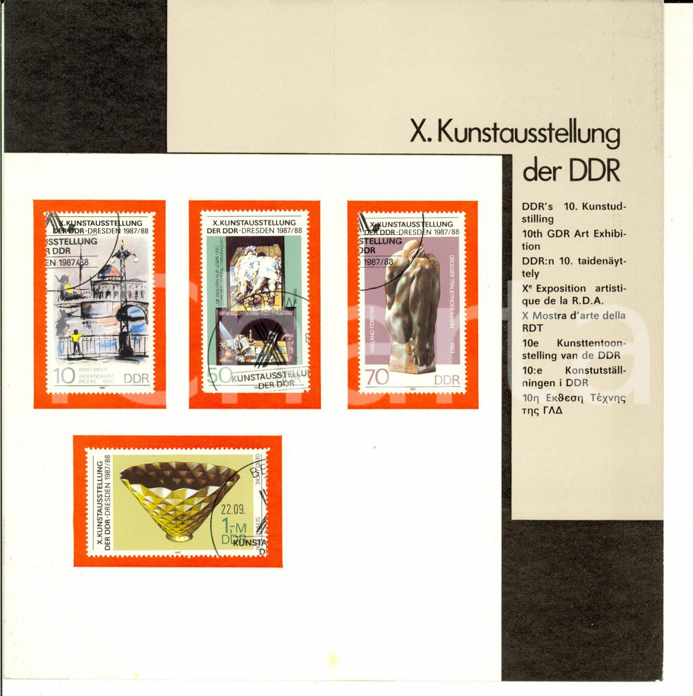 Materiale pubblicitario d’epoca 198788 STORIA POSTALE DRESDEN X Kunstaustellung der DDR FDC 1
