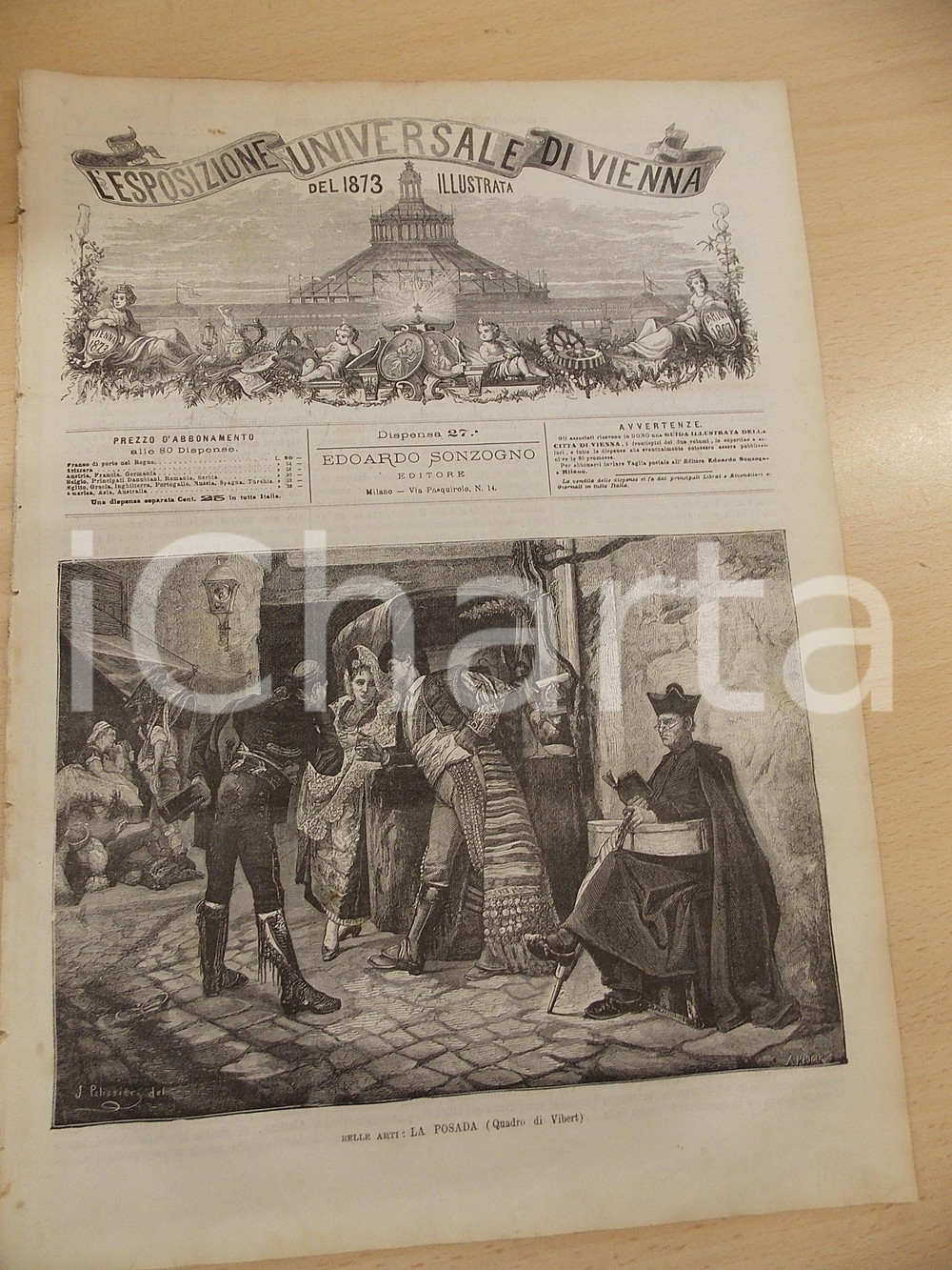 Giornale, rivista storica 1873 ESPOSIZIONE DI VIENNA Jean Georges VIBERT  Salone TURCHIA Rivista nÂ° 27 1