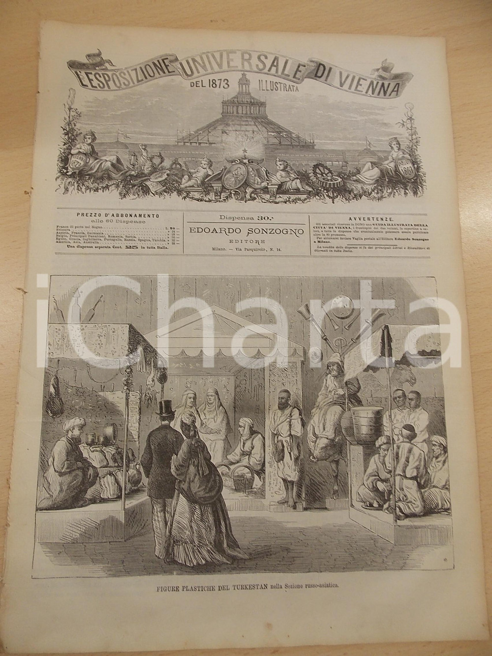 Giornale, rivista storica 1873 ESPOSIZIONE UNIVERSALE VIENNA Mosaici fiorentini  TURKESTAN Rivista nÂ°30 1