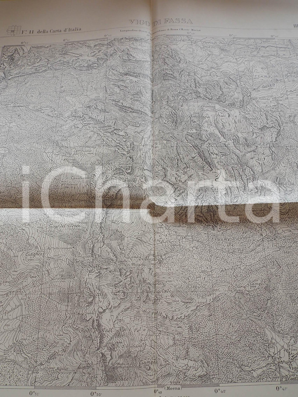 Mappa, planimetria storica 1924 Istituto Geografico Militare CARTA D ITALIA  VIGO DI FASSA Foglio 11 Mappa 1