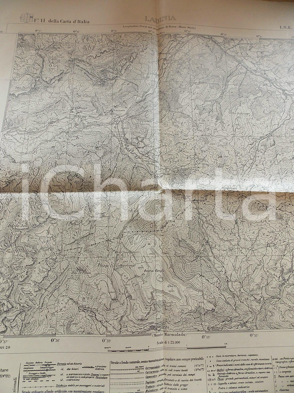Mappa, planimetria storica 1924 Ist. Geografico Militare CARTA D ITALIA  LADINIA Foglio 11 Mappa 55x50 cm 1