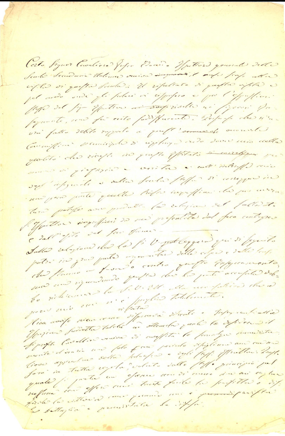 Documento originale, autentico 1870 ca PARMA Scuola Tecnica  Reazioni alla visita dell ispettore Manoscritto 1