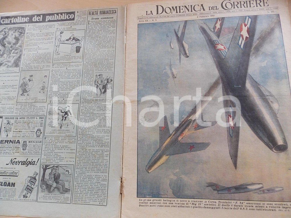 Giornale, rivista storica 1951 DOMENICA DEL CORRIERE La tournÃ©e di Francesco Pastonchi Con sovracoperta 1