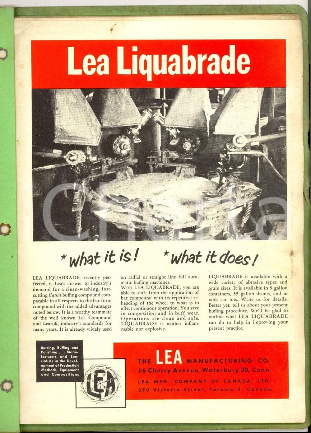 Materiale pubblicitario d’epoca 1953 CANADA LEA Company  LEA LIQUABRADE Opuscolo pubblicitario 24 pp. 1
