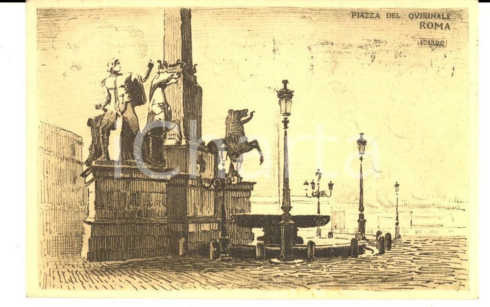 Cartolina originale da collezione 1923 ROMA Piazza del QUIRINALE Cartolina ILLUSTRATA VINTAGE 1
