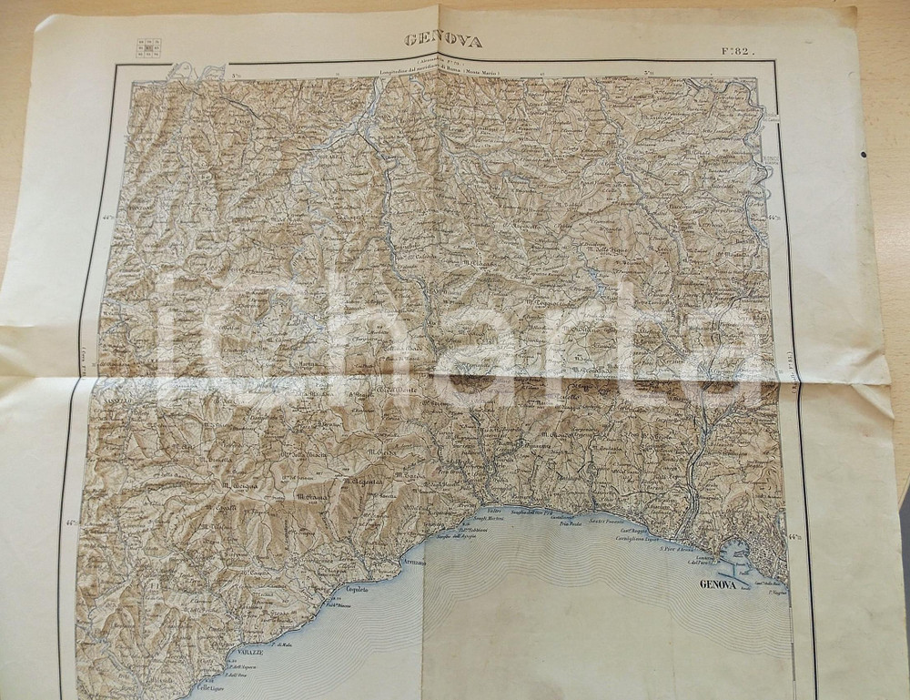 Mappa, planimetria storica 1925 Istituto Geografico Militare CARTA D ITALIA GENOVA  Foglio 82 Mappa 1