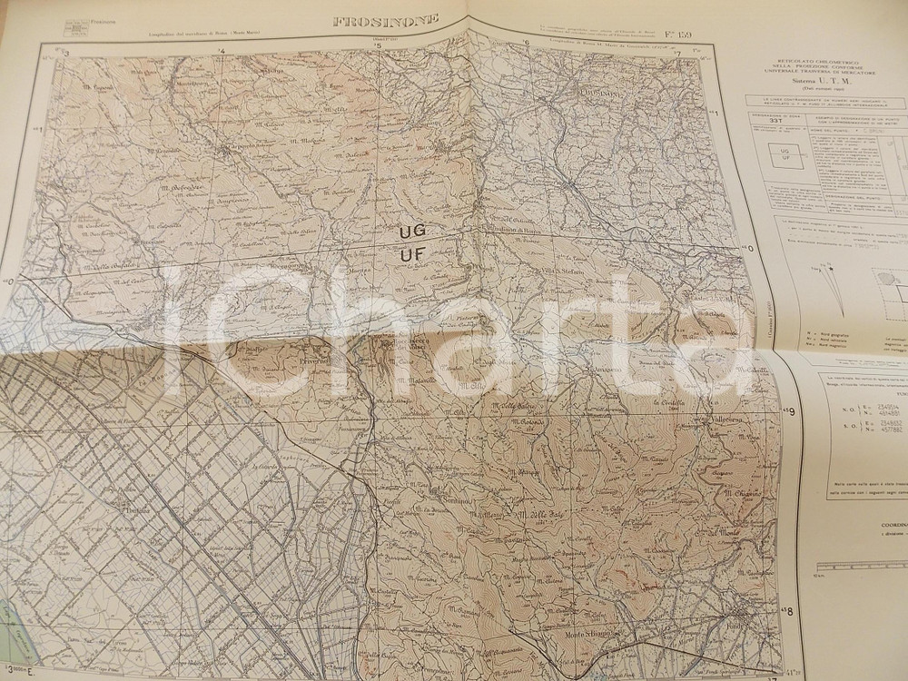 Mappa, planimetria storica 1955 Istituto Geografico Militare CARTA D ITALIA  FROSINONE Foglio 159 Mappa 1