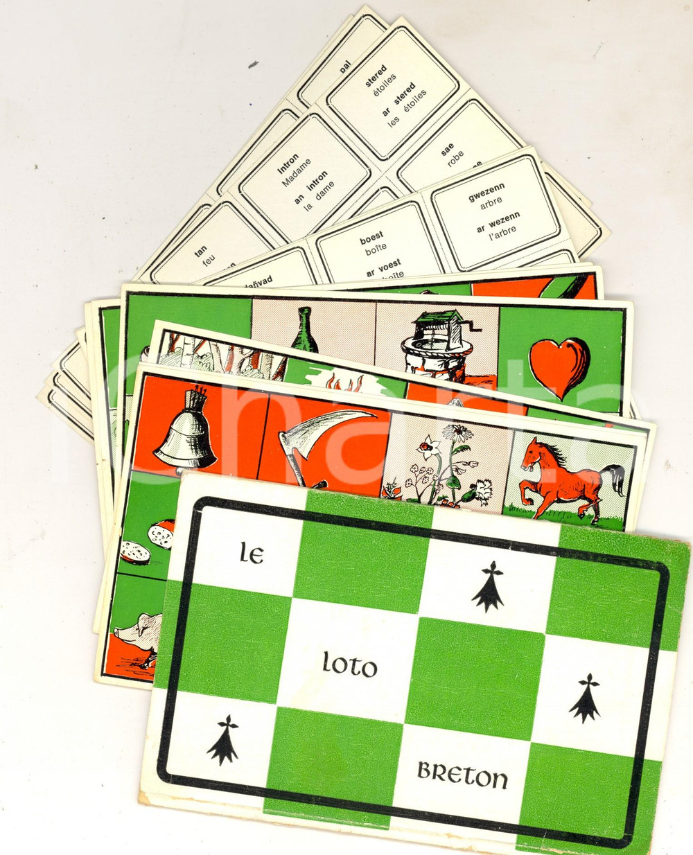Oggetto da collezione cartaceo 1950 ca FRANCE LE LOTO BRETON 6 +6 schede Gioco VINTAGE 1