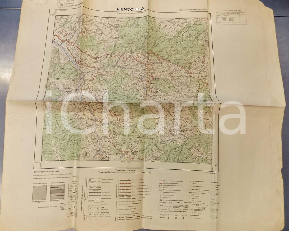 Mappa, planimetria storica 1959 Istituto Geografico Militare CARTA D ITALIA  MENCONICO Foglio 71 Mappa 1