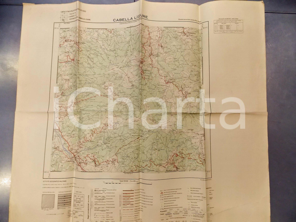 Mappa, planimetria storica 1959 Ist. Geografico Militare CARTA D ITALIA  CABELLA LIGURE Foglio 71 Mappa 1
