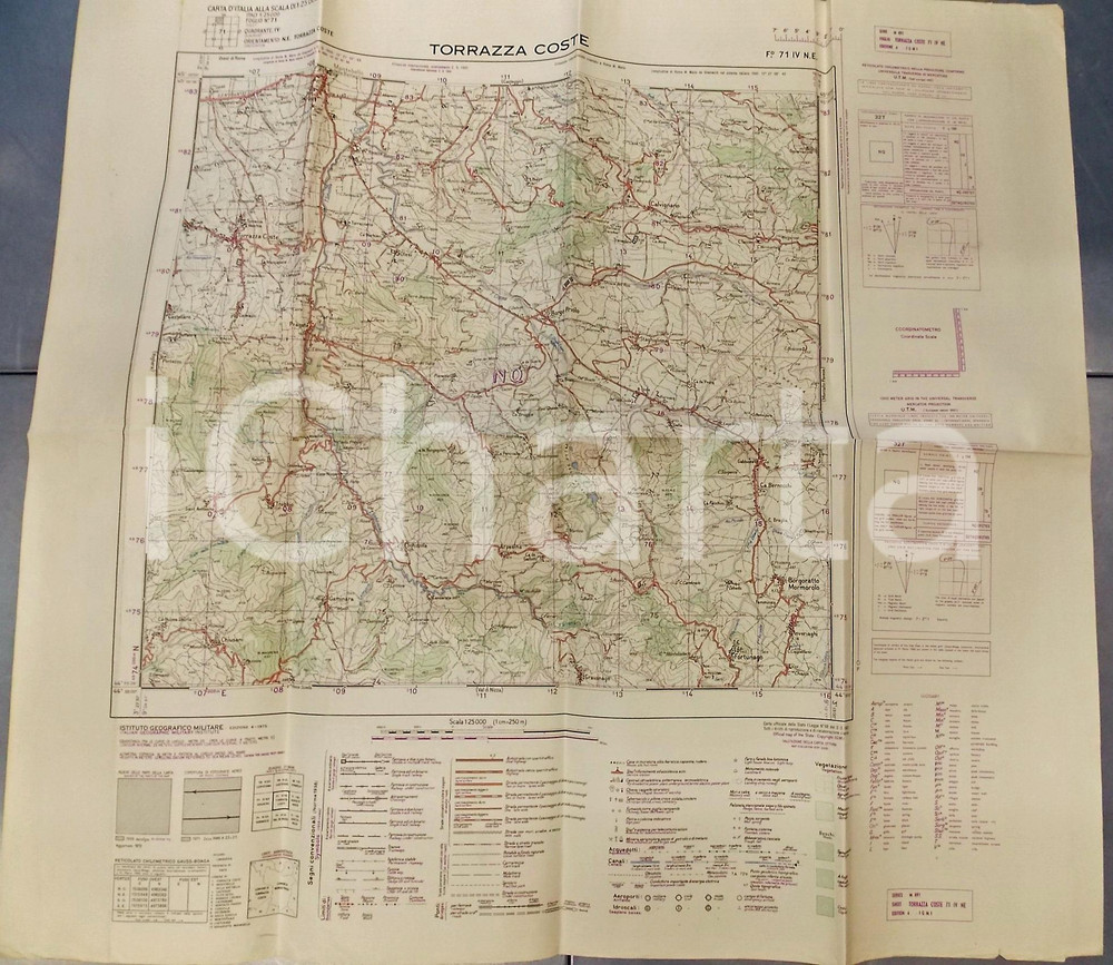Mappa, planimetria storica 1959 Istituto Geografico Militare CARTA D ITALIA  TORRAZZA COSTE Mappa 1