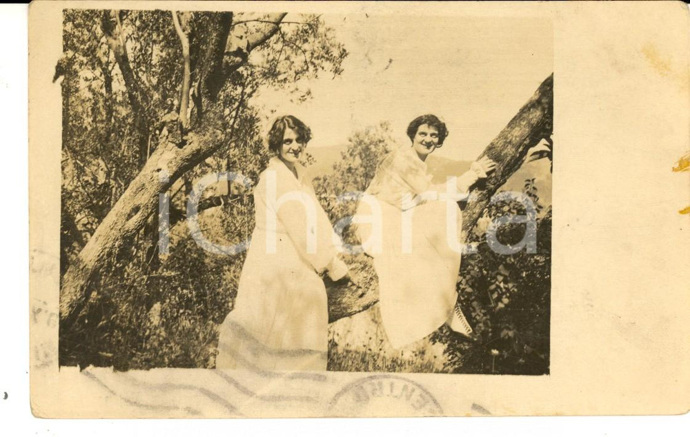 Cartolina originale da collezione 1922 ROMA Cantante operetta con amica Foto con AUTOGRAFO ad Arnaldo GRIGNAFFINI 1