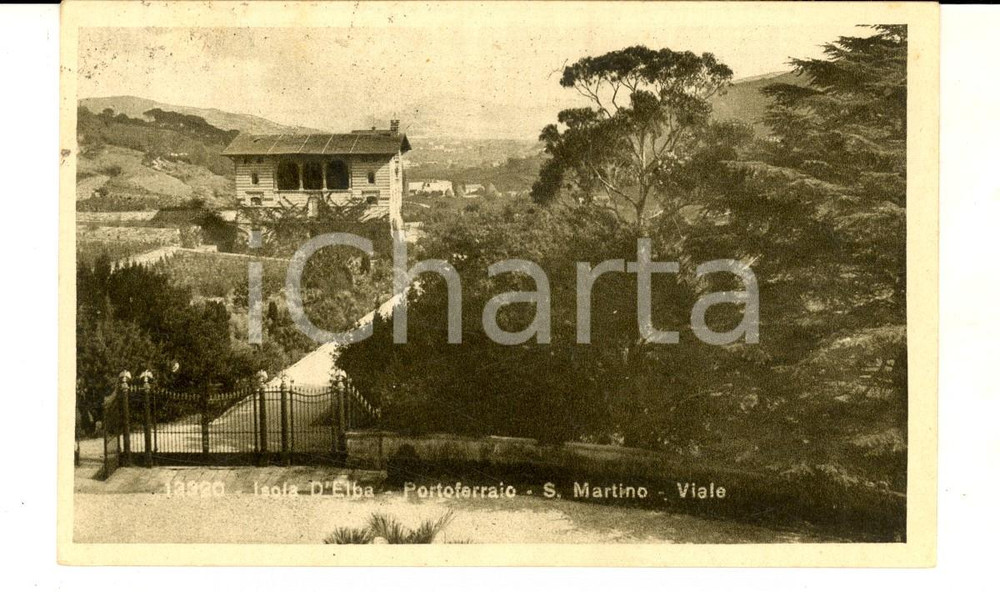 Cartolina originale da collezione 1936 ISOLA D ELBA  PORTOFERRAIO LI Veduta di un viale Cartolina FP VG 1