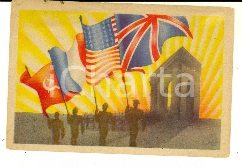 Cartolina originale da collezione 1945 PROPAGANDA WW2 FRANCE Le nazioni della Vittoria Cartolina FP NV 1