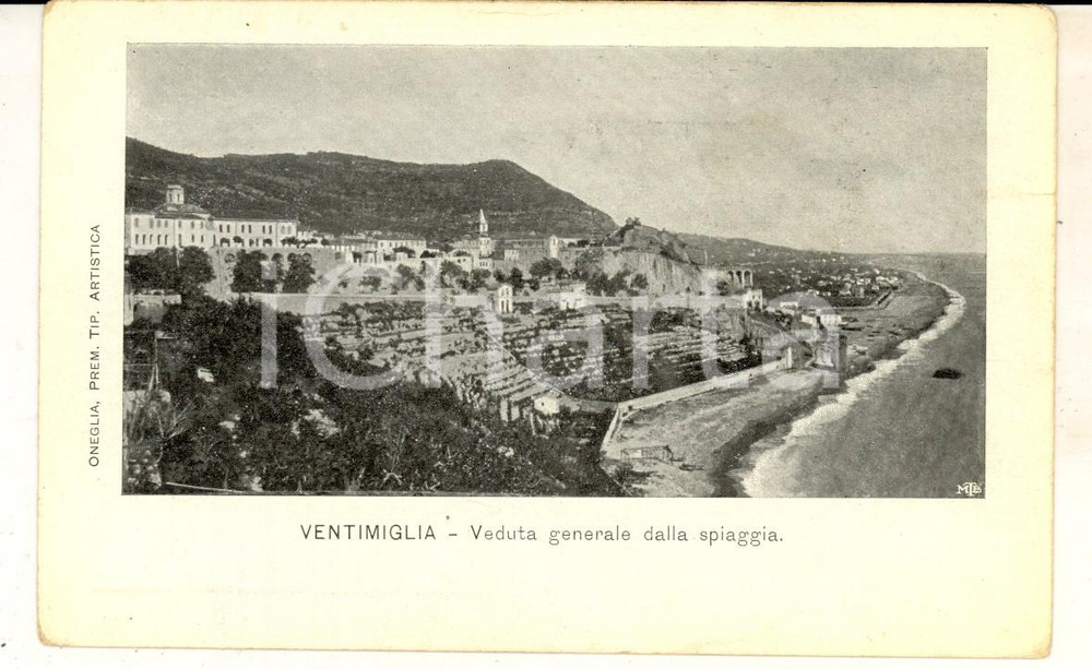 Cartolina originale da collezione 1900 ca VENTIMIGLIA IM Veduta generale dalla spiaggia Cartolina FP NV 1