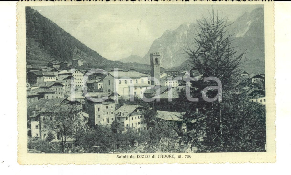 Cartolina originale da collezione 1914 LOZZO DI CADORE BL Veduta panoramica del paese Cartolina FP VG 1