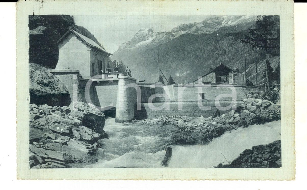 Cartolina originale da collezione 1913 AREA ALPINA Opera idraulica presso un torrente Cartolina ILLUSTRATA FP VG 1