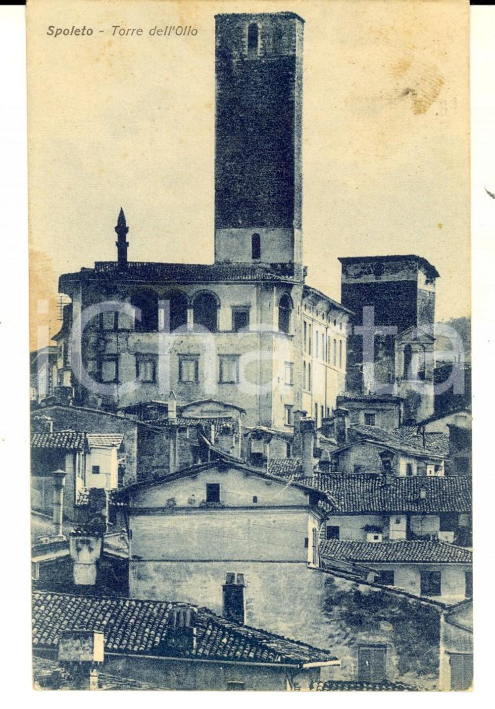 Cartolina originale da collezione 1932 SPOLETO PG Veduta della Torre dell OLIO Cartolina postale FP VG 1