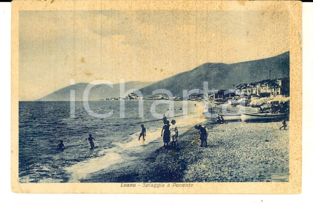 Cartolina originale da collezione 1941 LOANO SV Spiaggia a Ponente Cartolina postale ANIMATA FP VG 1