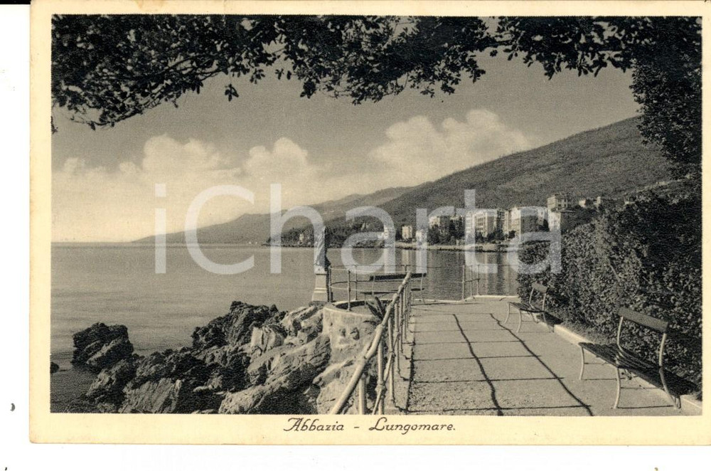 Cartolina originale da collezione 1936 ABBAZIA /OPATIJA CROAZIA Veduta del lungomare Cartolina postale FP VG 1