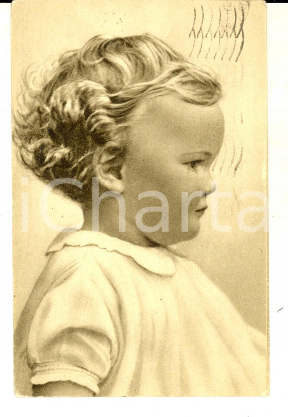 Cartolina originale da collezione 1944 STORIA POSTALE RSI Cartolina Bambino Coppia 25 cent. monumenti distrutti 1