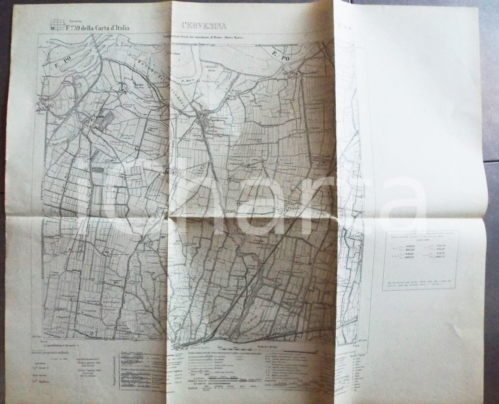 Mappa, planimetria storica 1965 ca Istituto Geografico Militare CARTA D ITALIA  CERVESINA Mappa 1