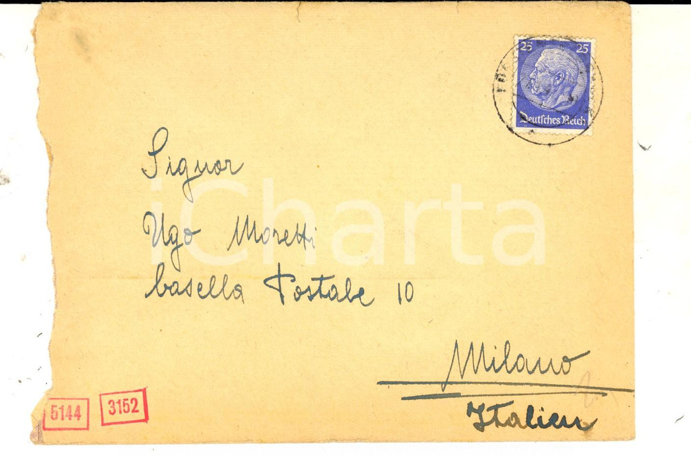 Cartolina originale da collezione 1941 STORIA POSTALE Busta MUNCHEN per MILANO Censura OBERKOMMANDO DER WEHRMACHT 1