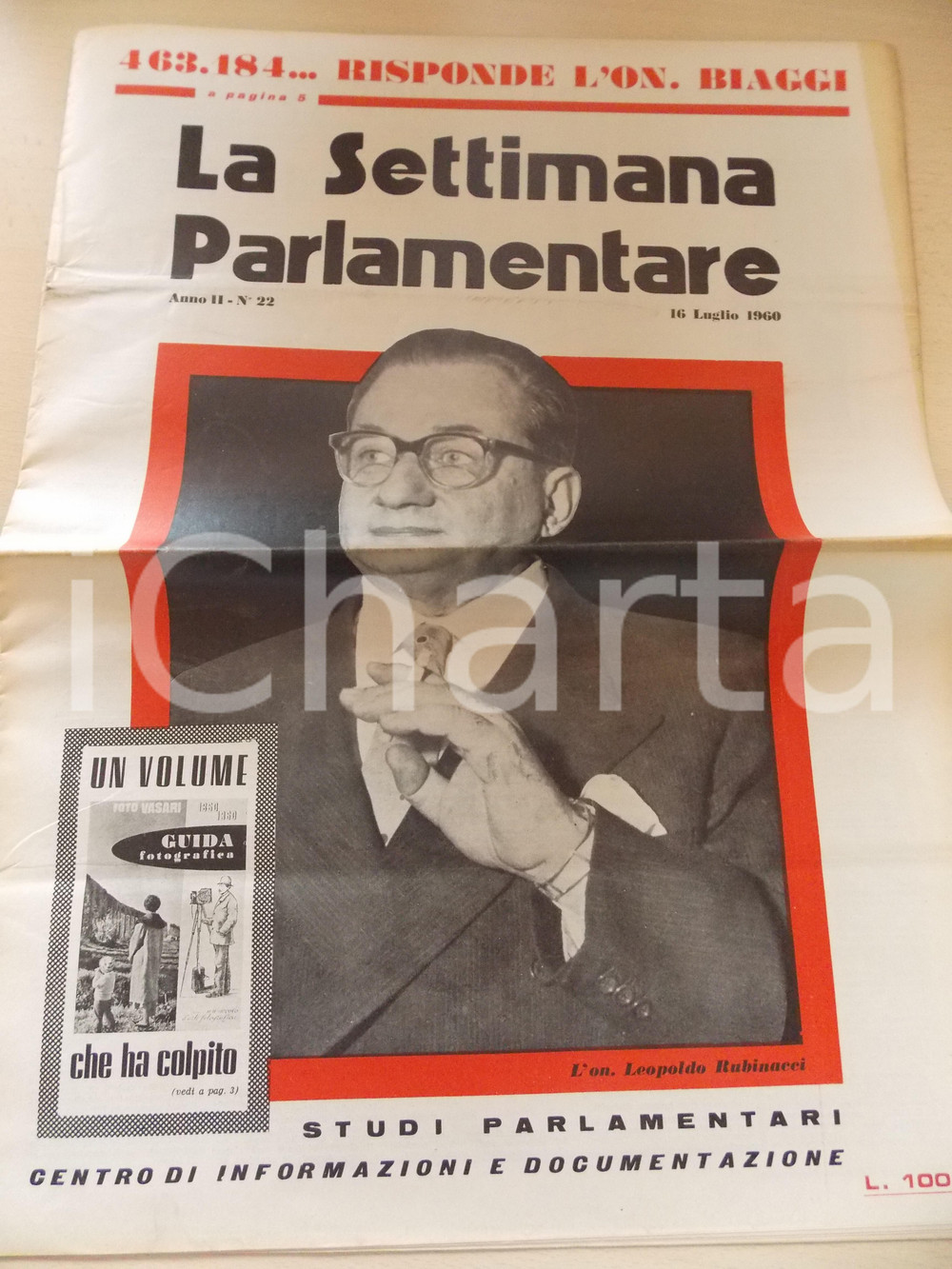 Giornale, rivista storica 1960 LA SETTIMANA PARLAMENTARE Tempi duri per il governo TAMBRONI nÂ°22 1