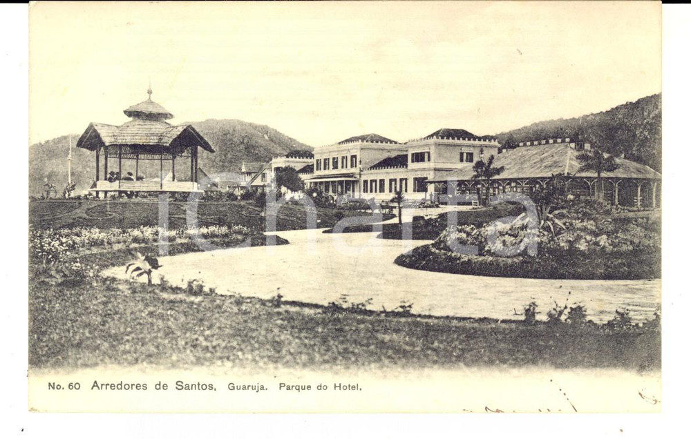 Cartolina originale da collezione 1910 SANTOS BRAZIL Arredores  GUARUJA Parque do Hotel VINTAGE postcard 1