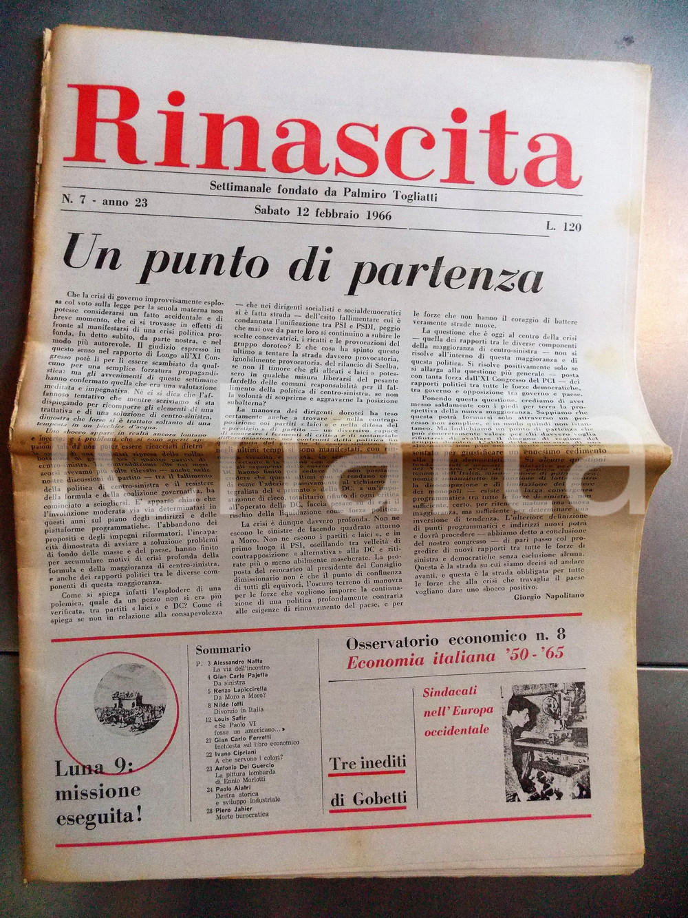 Giornale, rivista storica 1966 RINASCITA Aldo MORO e la crisi   Divorzio in Italia Anno XXIII nÂ° 7 1