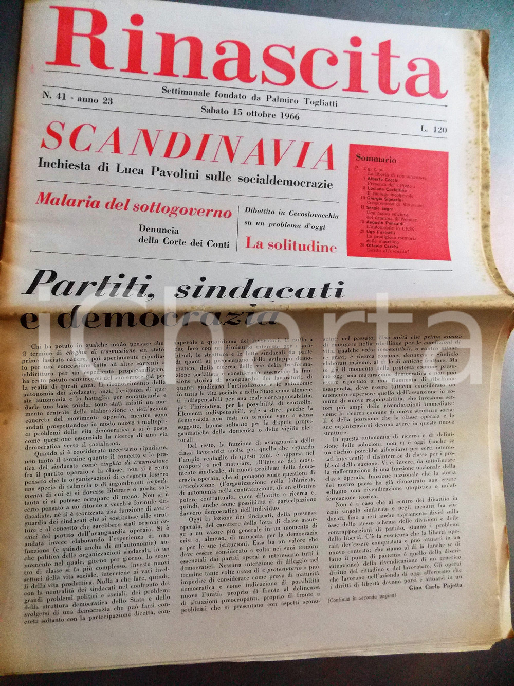 Giornale, rivista storica 1966 RINASCITA L eredità di CALAMANDREI e IL PONTE  Inchiesta SCANDINAVIA 1