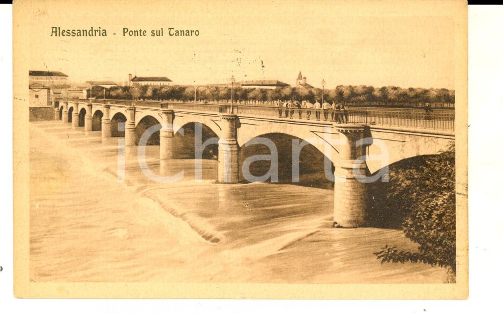 Cartolina originale da collezione 1926 ALESSANDRIA Panorama con ponte sul TANARO Cartolina postale FP VG 1