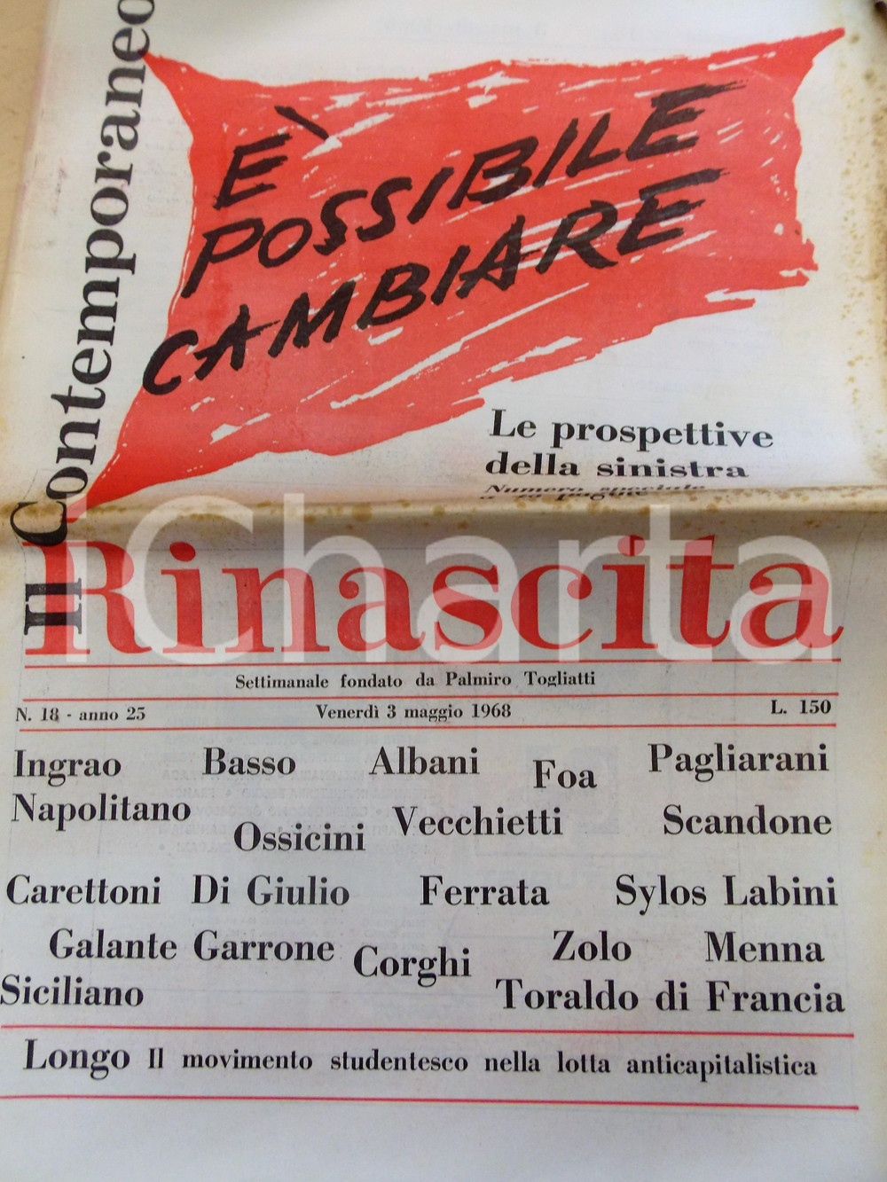 Giornale, rivista storica 1968 RINASCITA Le prospettive della sinistra Numero speciale a 48 pp. 1