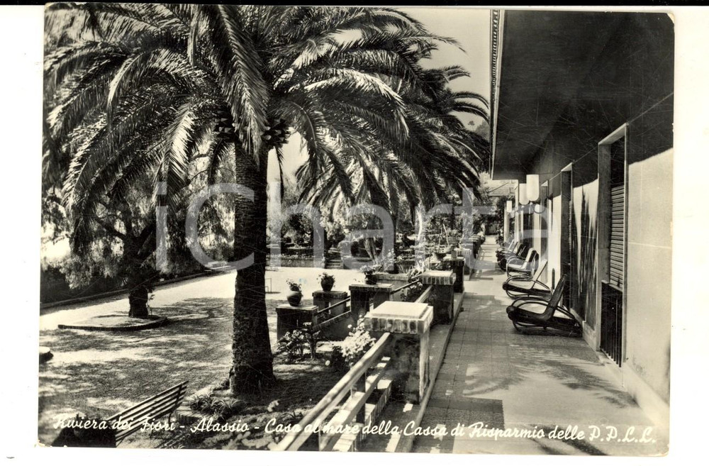 Cartolina originale da collezione 1959 ALASSIO Casa al mare CASSA DI RISPARMIO P.P.L.L. Esterno Cartolina FG VG 1