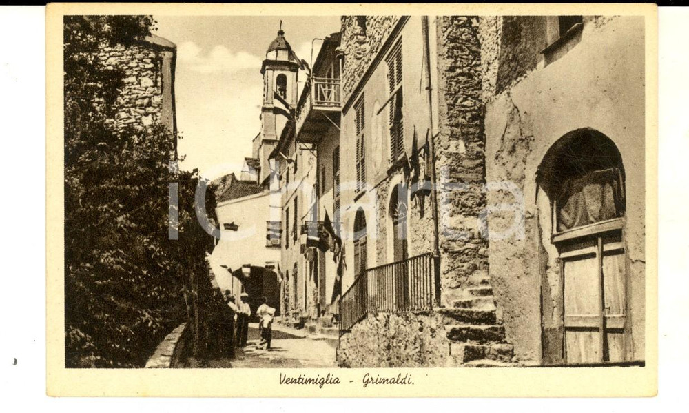 Cartolina originale da collezione 1940 ca VENTIMIGLIA GRIMALDI Veduta pittoresca del centro Cartolina ANIMATA FP 1