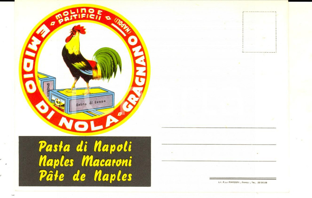 Cartolina originale da collezione 1960 ca GRAGNANO NA Emidio DI NOLA Molino e pastifici Cartolina pubblicitaria 1